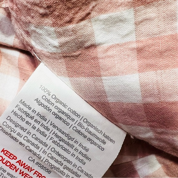 Organic Cotton baby’s 6-9 M Checkered Sun Hat - Brown and White - Picture 2 of 2